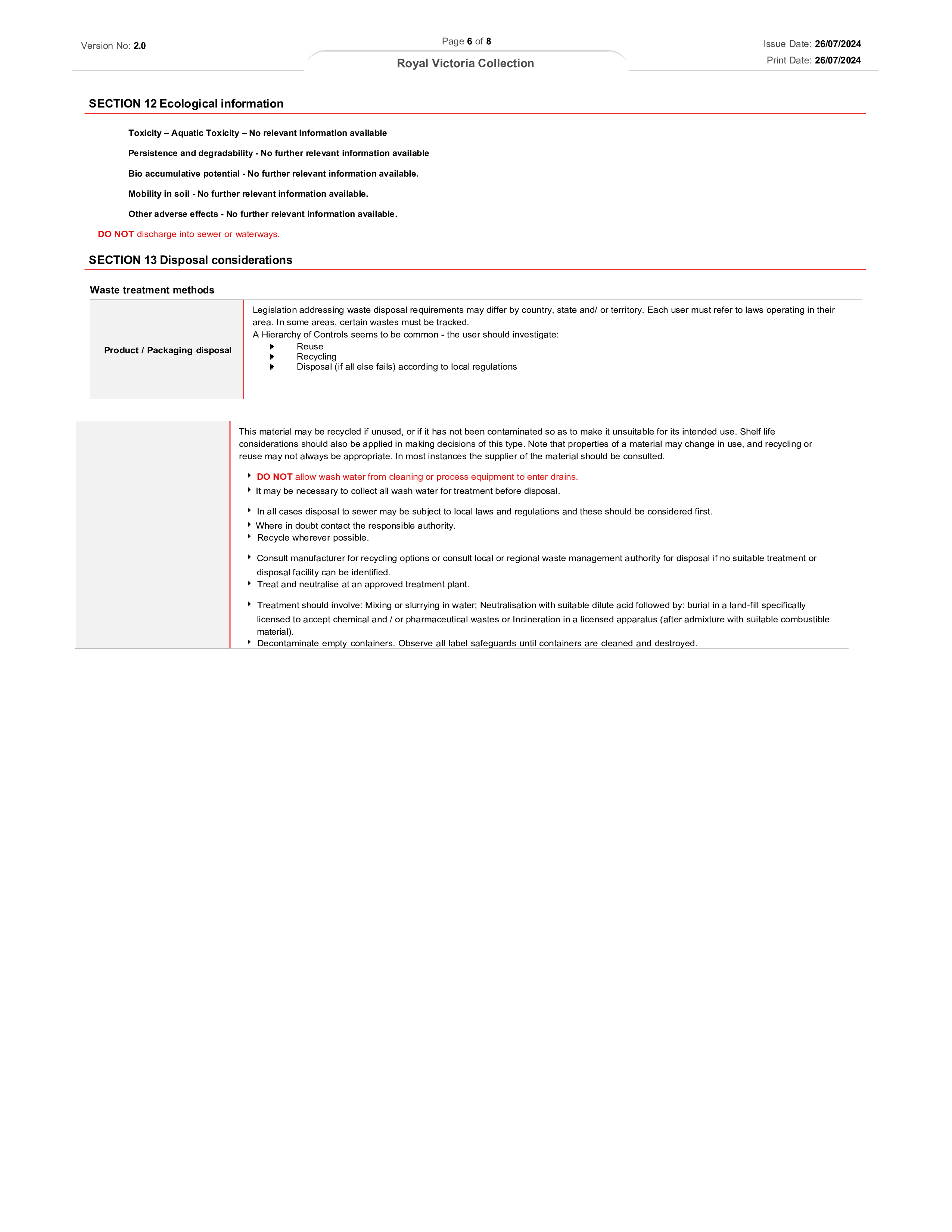 Safety Data Sheet — Page 6